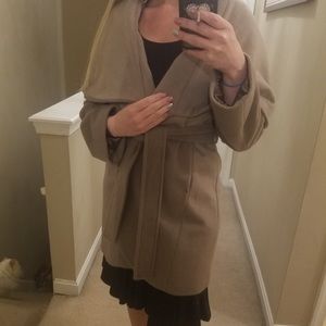 Tahari Wool Tan Pea Coat Small